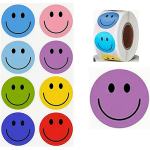 Smiley Face Stickers - Assorted - Roll of 50's